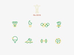 绿黄线条奥运会元素icon