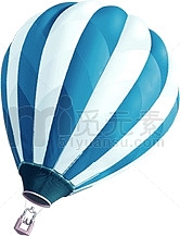 蓝色飞翔卡通热气球设计