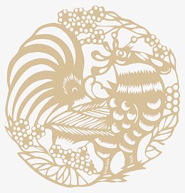 金鸡剪影图案