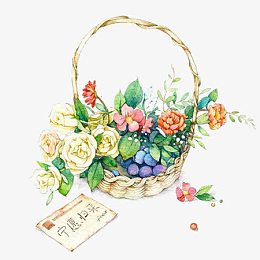 花篮手绘插画