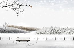 雪地里的长椅