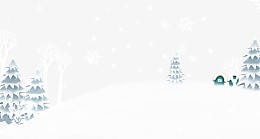卡通雪山上的树