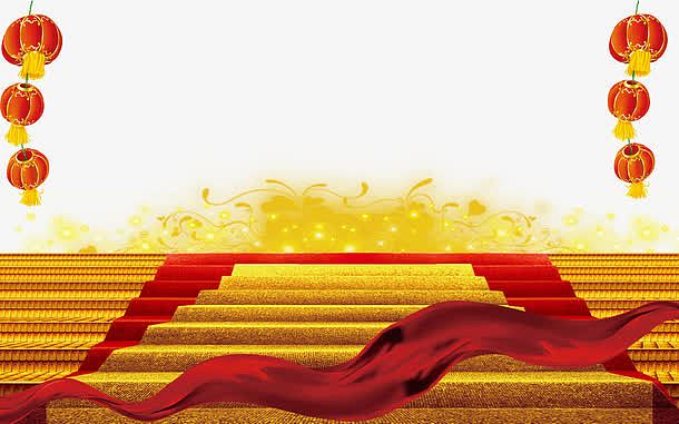 金色红地毯阶梯免抠素材