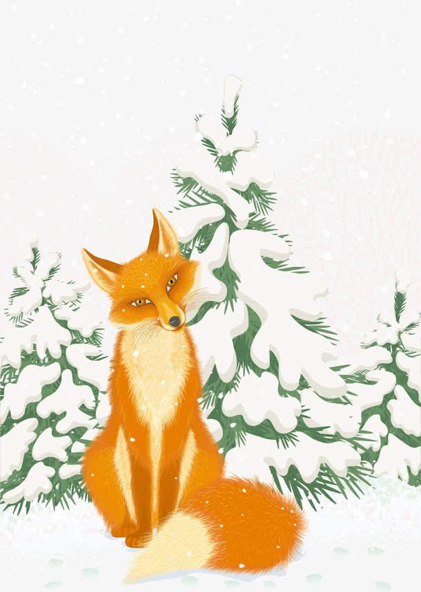 雪地狐狸冬季矢量北极雪