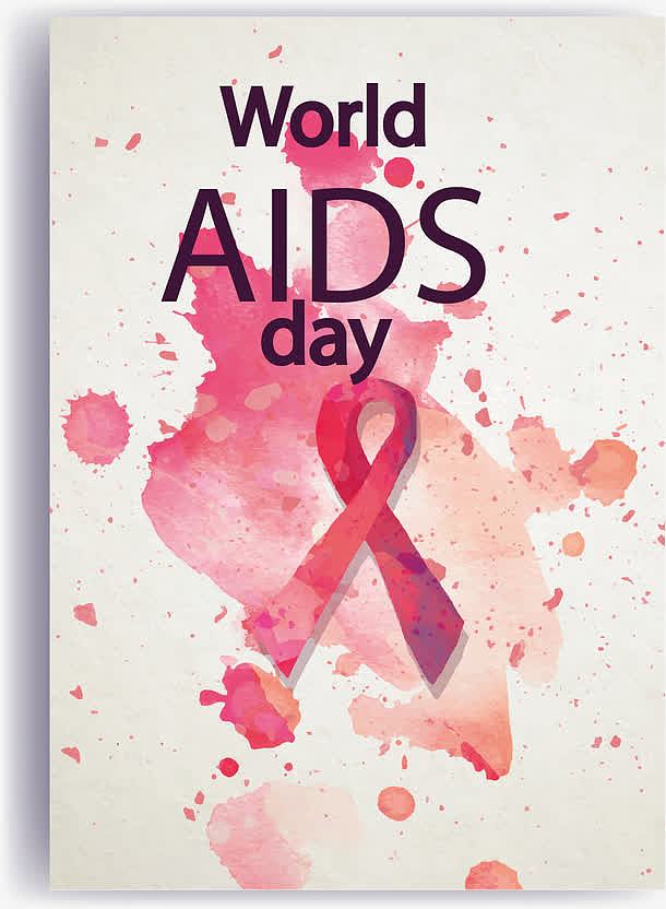 世界艾滋病日的海报，水彩splahes