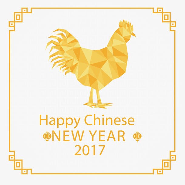 矢量中国新年和多边形公鸡背景