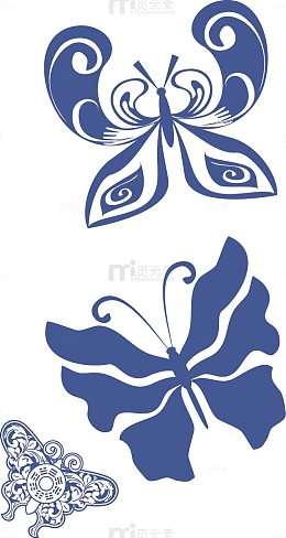 矢量布艺蝴蝶花纹