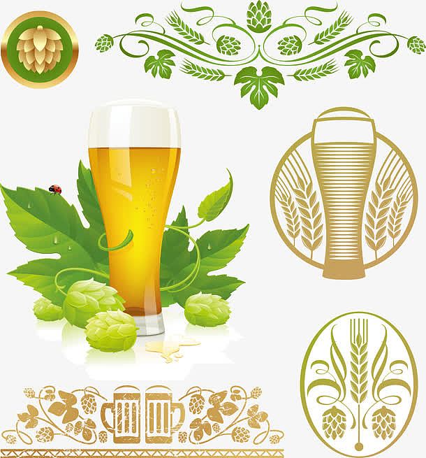 绿叶和啤酒瓶