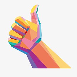 彩色炫彩多边形竖大拇指素材