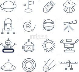 星体卫星火箭图标