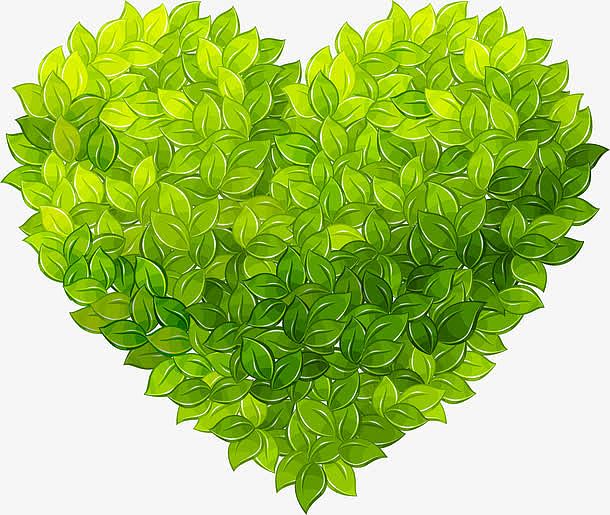 绿色卡通爱心设计形状树叶