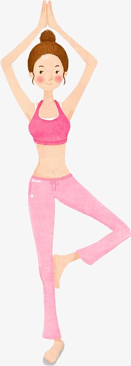 卡通瑜伽养生美女手绘