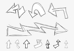 笔触感矢量手绘箭头