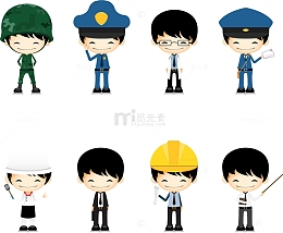 卡通职业男士矢量素材,