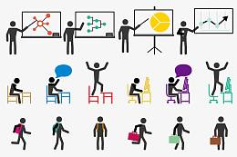 卡通小人校园主题生活扁平化设计