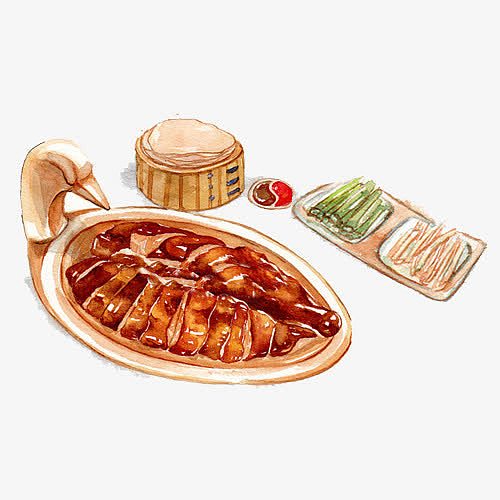 北京老烤鸭手绘画素材图片