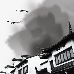 中国风水墨古风老北京角楼