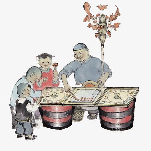 老北京糖人水彩画素材图片