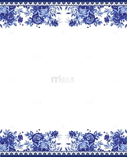 复古青花瓷风格花边