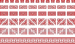 红色中式花边