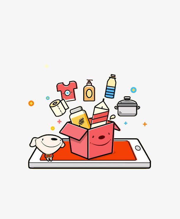 手绘网上购物元素