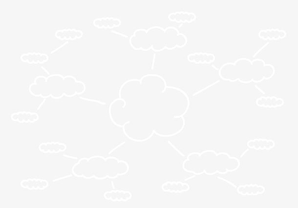 简洁白色云朵线框思维分析导图