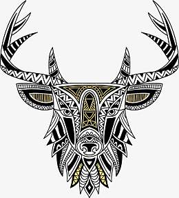 羊头矢量复古花纹下载