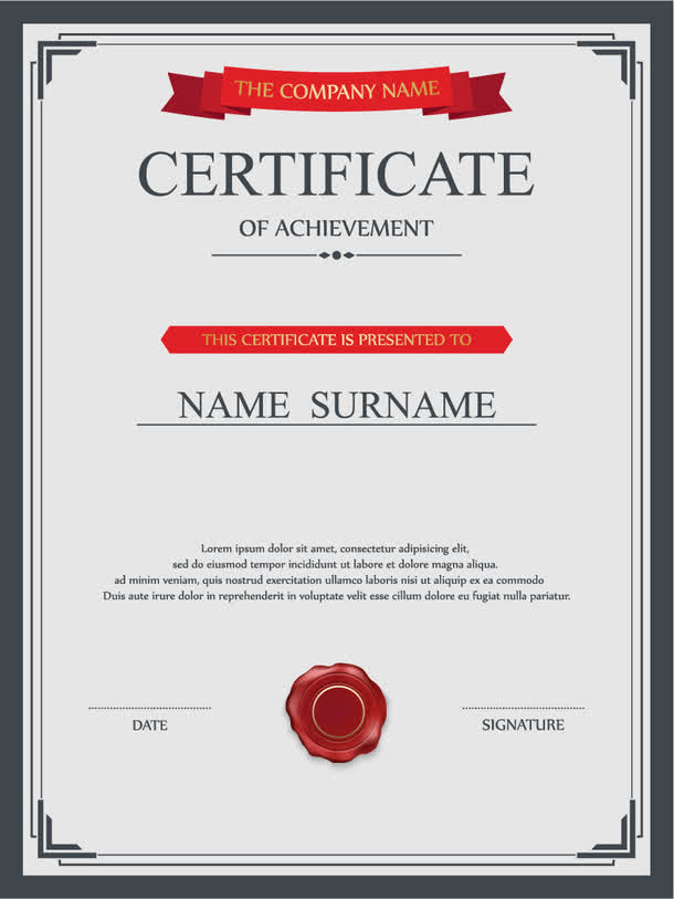 精美证书请柬设计矢量素材