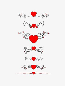 (670x177)png红色爱心分割线(3508x2480)png粉色浪漫心形分割线(800x