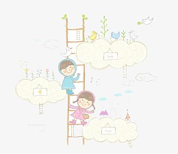 在云中城市穿梭的孩子