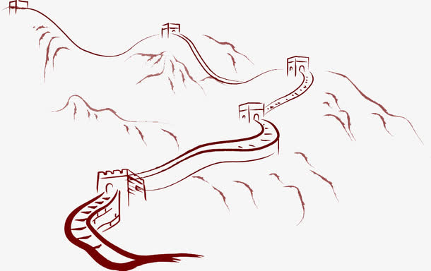 手绘简笔长城素材免费下载_觅元素