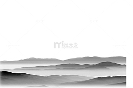 山峰波浪不平黑白山水画素材