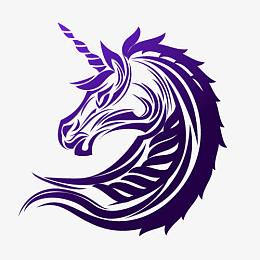 矢量贴纸紫色独角兽免费素材