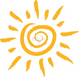 橙色手绘太阳矢量素材