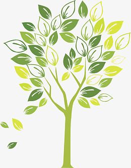 清新嫩绿渐变创意手绘树叶