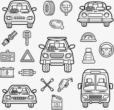 卡通汽车电池维修aipng汽车修理过程png可爱蓝色电池车psdpng蓄电池