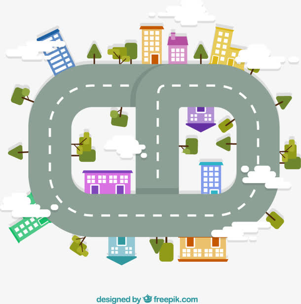 环形公路俯视图矢量素材