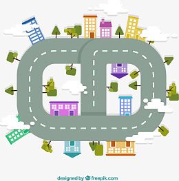环形公路俯视图矢量素材,