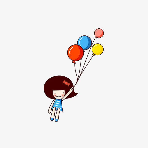 卡通小女孩和气球