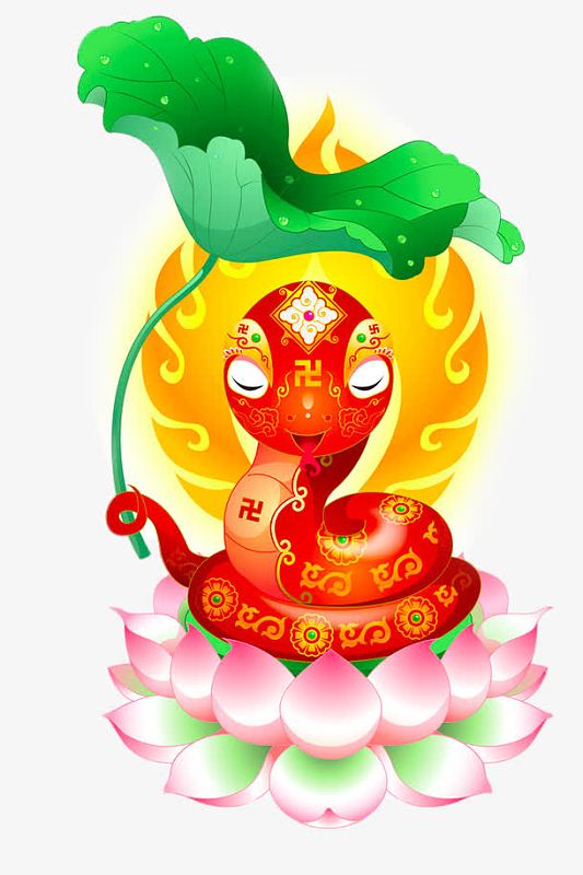 创意盘坐在莲花台上的蛇