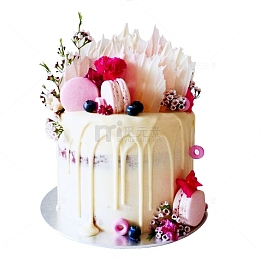 花朵马卡龙巧克力翻糖蛋糕