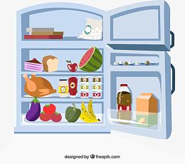 卡通打开的冰箱矢量素材下载