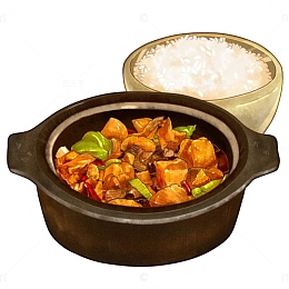 黄焖鸡和米饭