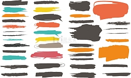 卡通手绘涂鸦风格横条毛笔笔刷