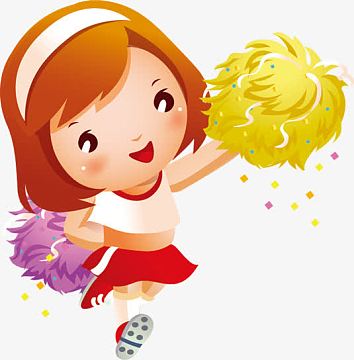 可爱卡通欢乐啦啦队女孩png人物剪影aipng创意健美操运动海报背景模板