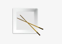 矢量图 扁平化 方形碗碟 筷子