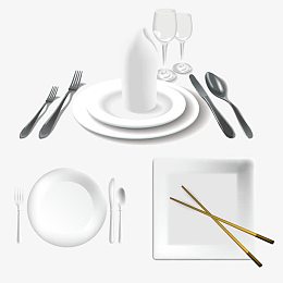 白色陶瓷餐具矢量素材