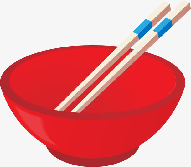 矢量手绘红碗