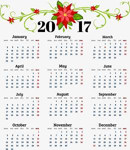 花卉2017年日历设计矢量素材