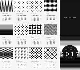 简约商务黑白2017日历